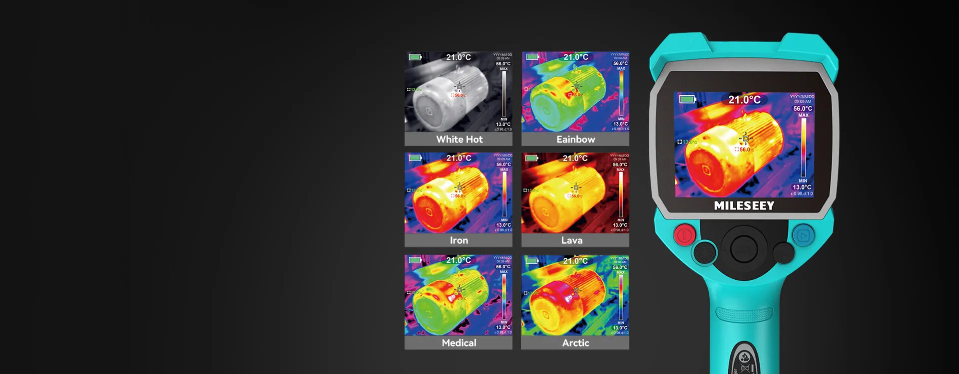 6 Color Palettes with Adjustable Emissivity