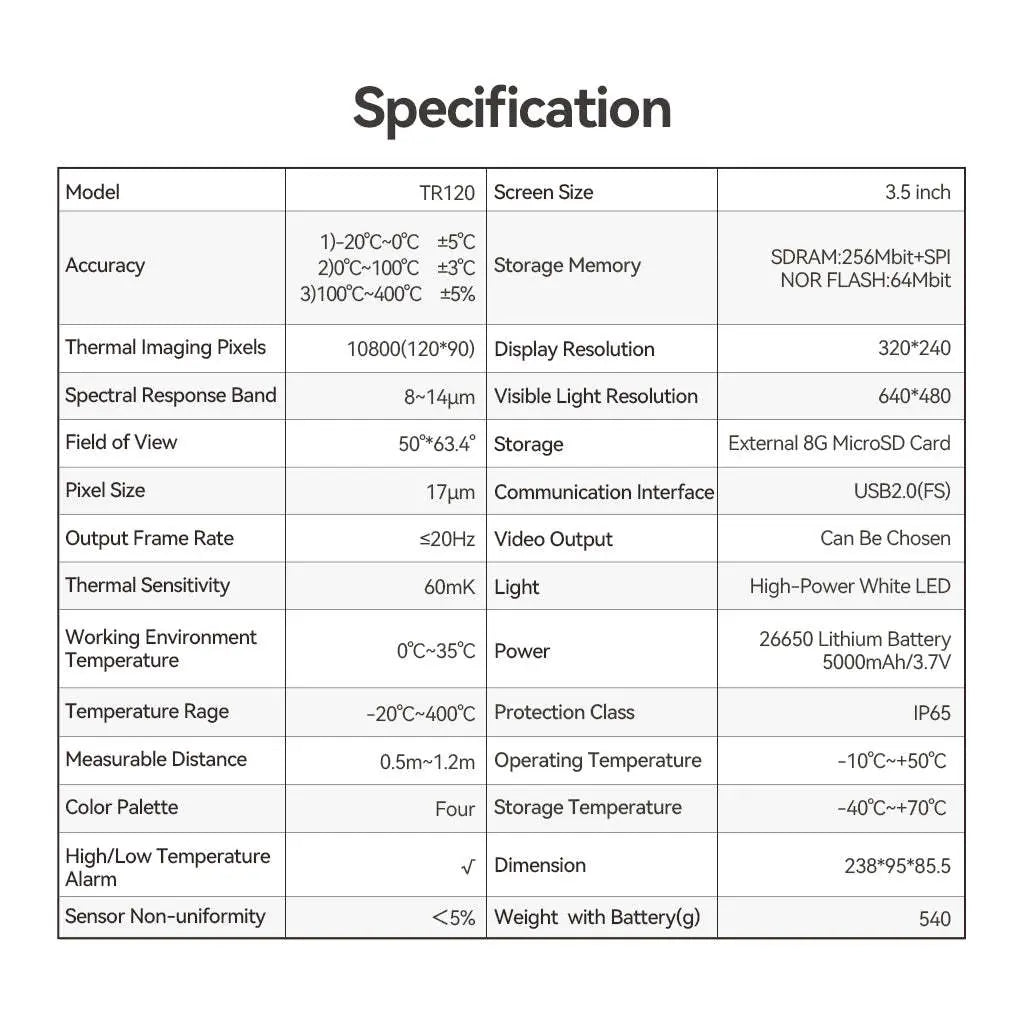 TR120 Dual-Camera Thermal Imaging Camera Mileseey Canada